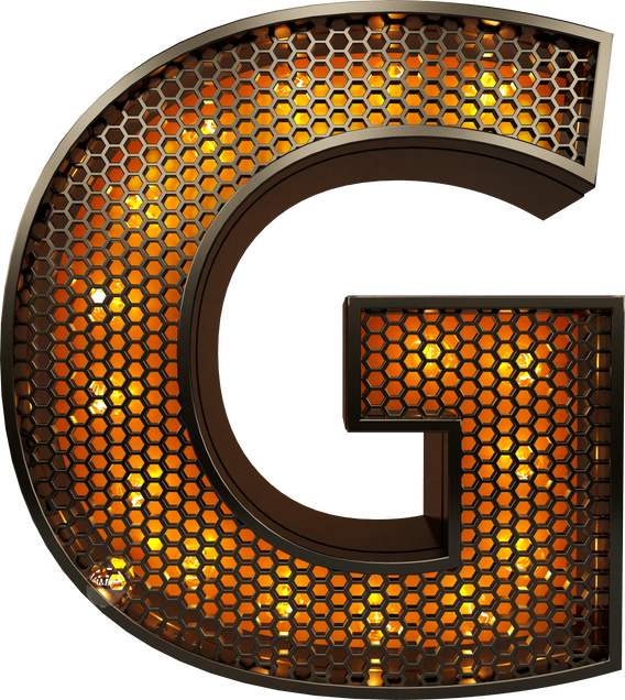 letter G of the alphabet in grid 3d render