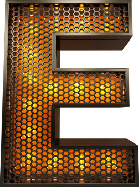 letter E of the alphabet in grid 3d render